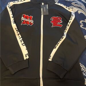 Mixed Emotions Black and White fleece Full-Zip Jacket